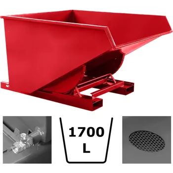 Odpadkový koš Výklopný kontejner (přepravník) 1700 l, s výpustným kohoutem, červená