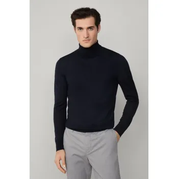 Pánský svetr SVETR HACKETT LONDON MERINO SILK ROLL NECK MIDNIGHT BLUE