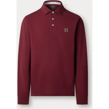 Pánská košile POLOKOŠILE HACKETT LONDON HERITAGE H POLO LS BURGUNDY RED
