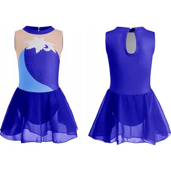 Body BALETNÍ TRIKOT S TYLOVOU SUKÝNKOU MODRÝ ZIRKONY VELIKOST 130