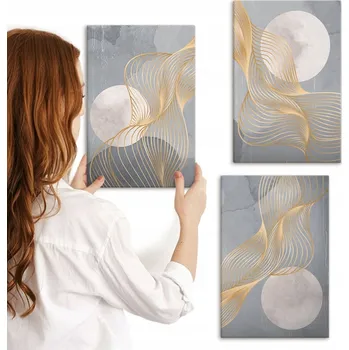 Obraz Sada obrazů na plátně Galerie Abstraktní vzory vlny kruhy 3x 20x30 cm