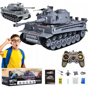 autíčko Dálkově ovládaný TANK TIGER Střílí, kouří, na kuličky, velký 1:18