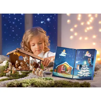 Adventní kalendář Betlém hnědá/béžová/bílá