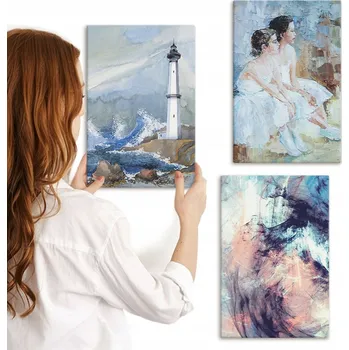 Obraz Sada obrazů na plátně Maják, abstrakce, tanečnice 3x 20x30 cm