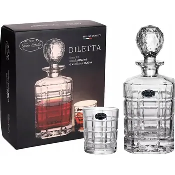 Sklenice SADA KARAFA 850 ML A SKLENICE 300 ML na whisky FESTA ITALIA moderní