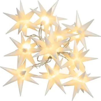 Vánoční dekorace Vánoční LED hvězdy, teple bílé, 10 LED, průhledný kabel
