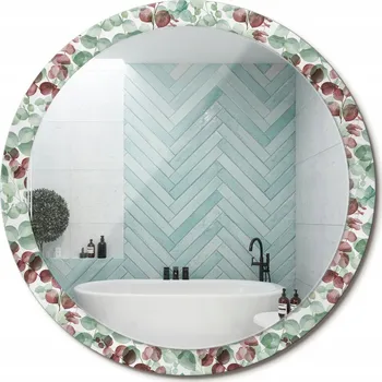 Zrcadlo Zrcadlo s potiskem do koupelny, kuchyně, předsíně Eukalyptus průměr 100 cm