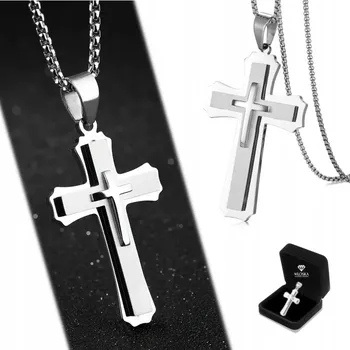 Řetízek Stříbrný ŘETÍZEK s Křížkem Pánský ITALSKÝ Kříž ŘETĚZ Diamantovaný