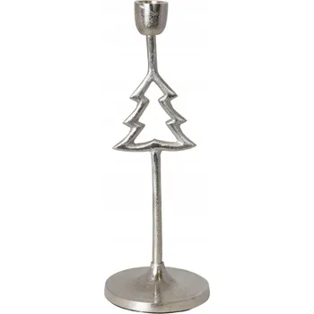 Obraz Kovový svícen ve tvaru vánočního stromku, stříbrný
