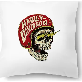 Dekorativní polštářek Polštářek s potiskem – Harley-Davidson Skull Helmet 40 × 40 cm | Od Máry