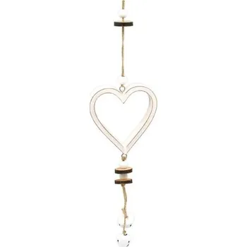 Vánoční dekorace Závěs dřevěné srdce - 37 cm - 8885600