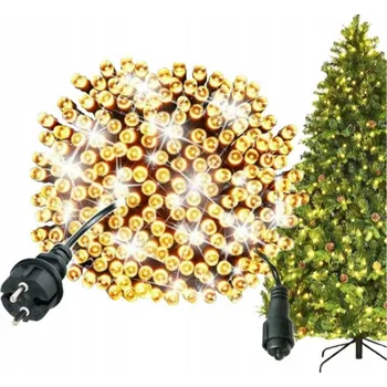 Vánoční dekorace Vánoční Osvětlení Na Stromeček LED 21m 300 diod Teplá Bílá + Bílá FLASH zelený kabel