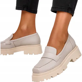 Dámské mokasíny Dámské KOŽENÉ mokasíny NA BĚHOUNOVÉ platformě, Polský výrobek, velikost 40