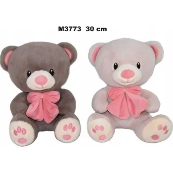 plyšák Plyšová Hračka Medvídek Velká Mašle 2 barvy - 28 cm