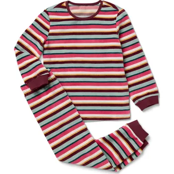 Dívčí pyžamo 706784 - Tchibo - Dětské pyžamo z plyšového úpletu - pro dívky - vel. 122/128 - barva: červená/s proužky