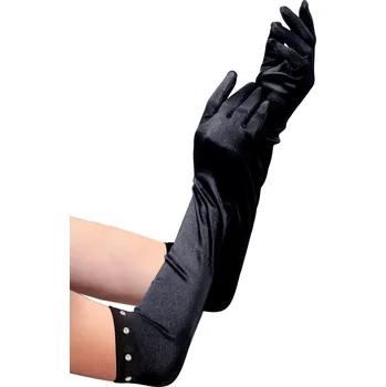 Černé dětské dlouhé saténové rukavice