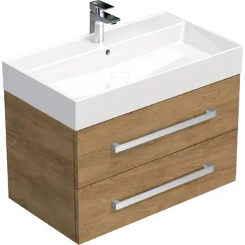 Ložnice Swiss aqua technologies Koupelnová skříňka s umyvadlem SAT Cube Way 80x47,5x46 cm dub Hickory CUBE46802DHSAT