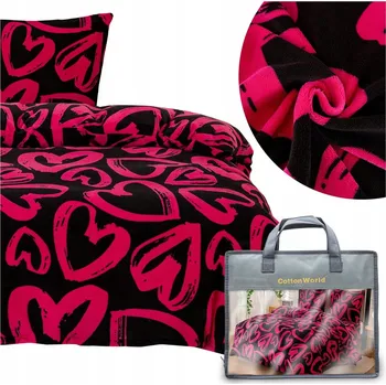 Povlečení Povlečení 140x200 2dílné z mikrovlákna PLUSZOWE zimní chlupaté sada MARTINO srdíčka