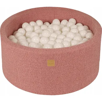 Suchý bazén MeowBaby Suchý bazén s míčky 90x40cm/300 míčků, Boucle, Růžová: Bílá
