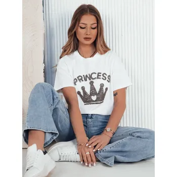 Dámské tričko Dámské tričko s potiskem PRINCY Barva černá DSTREET RY2389 Barva: Bílá, Velikost: M/L