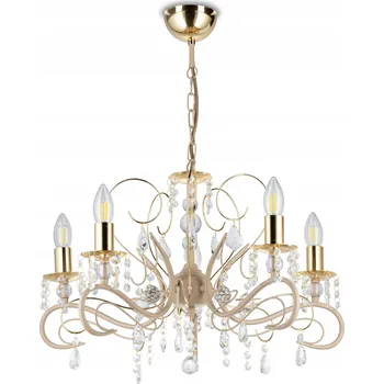 Lustr Kayen béžovo-zlatý 5xE14 57 cm Křišťály do obýváku, taupe