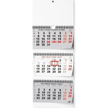 Kalendář Tříměsíční SKLÁDANÝ se spirálou, kalendář s mez. svátky šedý, 2026