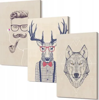 Obraz Sada obrazů na plátně Stylové portréty zvířat 30x20 cm