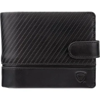 Peněženka Pánská kožená peněženka na zip s ochranou RFID BLOCK (černá, carbon) - , - Koruma®