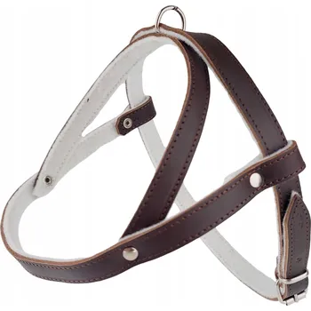 Postroj pro psa Kožený postroj pro psa s filcovým polstrováním, lícová kůže, 45 cm Champion, hnědý