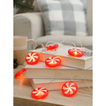 Vánoční dekorace Sinsay - Vánoční LED světýlka s motivem mátových bonbónů - červená - 602GO-33X - 602GO-33X-ONE-1