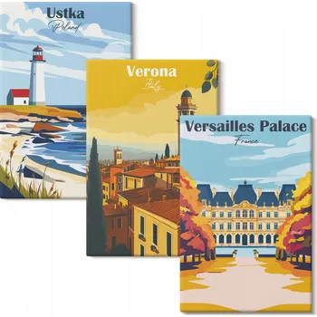 Obraz Vícedílný Obraz Na Plátně Pohledy na přímořská města 3x 40x60 cm