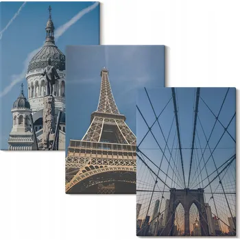 Obraz Sada obrazů na zeď Galerie Pohledy na stavby z měst světa 3x 40x60 cm