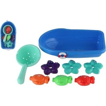 Sada do vany plast lodička, sítko s mořskými zvířátky v síťce