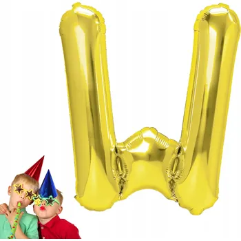 Balónek Fóliový balónek zlaté písmeno W 40 cm pro vytvoření nápisu narozeniny oslava