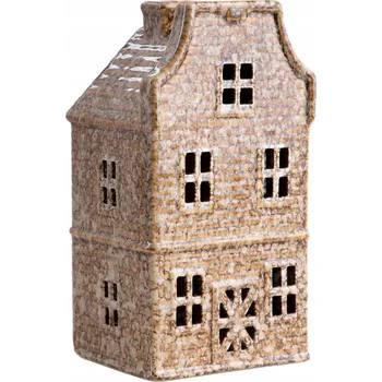 Obraz LED domeček CRISPO keramický hnědý 11x10x21 cm HOMLA