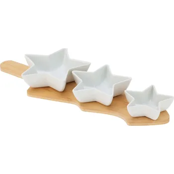 EH Excellent Houseware Misky na občerstvení GLACIERA, 3 hvězdy a bambusový podnos