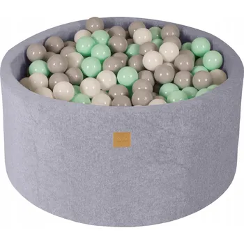 Suchý bazén Suchý bazének pro děti 90x40 cm s 300 míčky, velurový, světle šedý MeowBaby