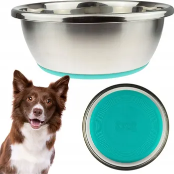 Miska pro psa Jedna kovová miska Wesoły Pupil modrá 1,5 l