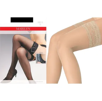 Dámské punčochy MARILYN BÉŽOVÉ KLASICKÉ PUNČOCHY SAMODRŽÍCÍ S KRAJKOU EROTIC LONDON 3/4