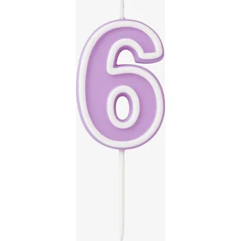 Dortová svíčka Svíčka ČÍSLICE 6 fialová pastelová - svíčky dort narozeninové číslice 4 cm