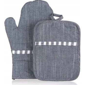 Utěrka KUCHYŇSKÉ POMŮCKY - CHŇAPKA + utěrka + podložka, šedá sada