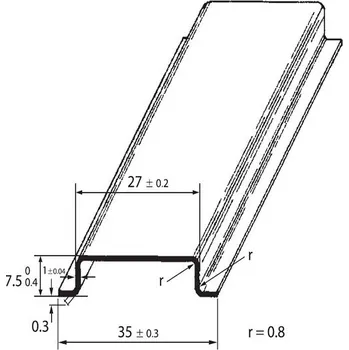 Rozvaděč Schmachtl PR-TS 35 2m DIN-lišta 35x7,5 - neděrovaná, pasivovaná (OMEGA 3)
