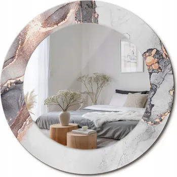 Zrcadlo Zrcadlo nástěnné s ozdobným skleněným rámem Abstrakce mramor průměr 50 cm