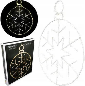 Vánoční dekorace SVĚTELNÁ DEKORACE DO OKNA SNĚHOVÁ VLOČKA 250 LED DIOD ČASOVAČ 49 CM TEPLÁ BÍLÁ