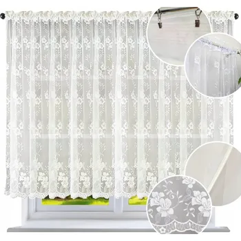 Záclona Hotová záclona rovná z markýzy 150x300 Záclony s květinami do obýváku