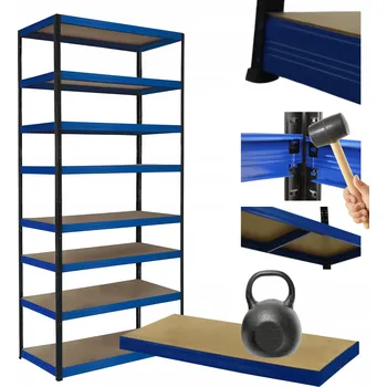 Dílenský regál Kovový regál skladový stojan HELIOS 270x90x60cm 8 polic x 175kg ODOLNÝ VYSOKÝ