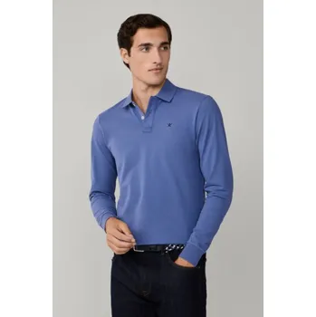 Pánská košile POLOKOŠILE HACKETT LONDON SLIM FIT LOGO LS ETON BLUE