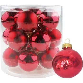 Vánoční dekorace Sada skleněných baněk 4 cm - červená - 18 ks - 3586