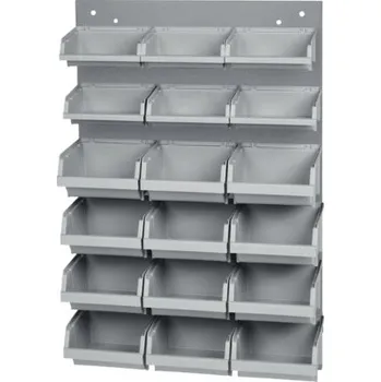 Panel na nářadí a boxy Küpper 400 x 600 x 80 mm 18 průhledných boxů 1dílné šedá