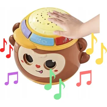 Hračka pro nejmenší SMYSLOVÁ HUDEBNÍ OPICE S PROJEKTOREM 5V1 UKOLÉBAVKA